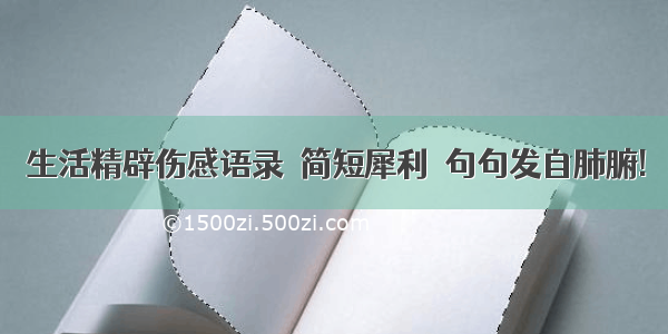 生活精辟伤感语录  简短犀利  句句发自肺腑!