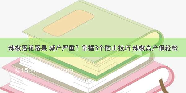 辣椒落花落果 减产严重？掌握3个防止技巧 辣椒高产很轻松