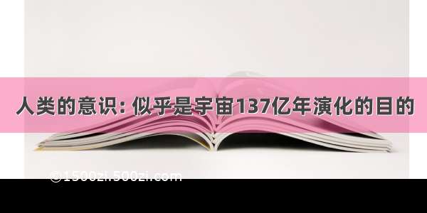 人类的意识: 似乎是宇宙137亿年演化的目的