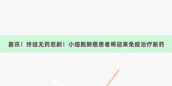 喜讯！终结无药悲剧！小细胞肺癌患者将迎来免疫治疗新药