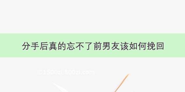 分手后真的忘不了前男友该如何挽回