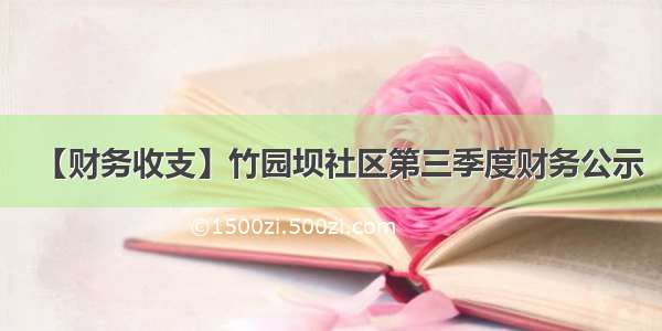 【财务收支】竹园坝社区第三季度财务公示