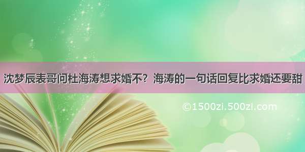 沈梦辰表哥问杜海涛想求婚不？海涛的一句话回复比求婚还要甜