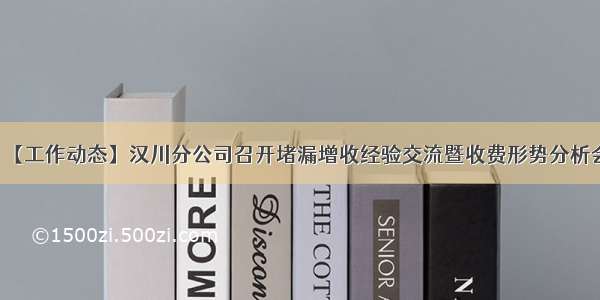 【工作动态】汉川分公司召开堵漏增收经验交流暨收费形势分析会