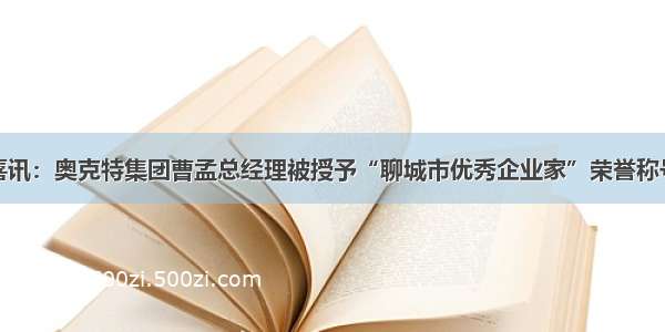 喜讯：奥克特集团曹孟总经理被授予“聊城市优秀企业家”荣誉称号