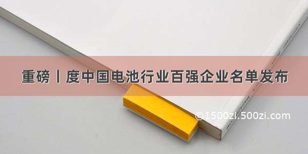 重磅丨度中国电池行业百强企业名单发布