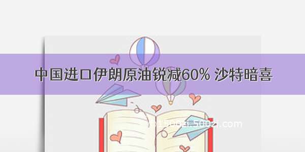 中国进口伊朗原油锐减60% 沙特暗喜