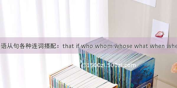 宾语从句各种连词搭配：that if who whom whose what when where