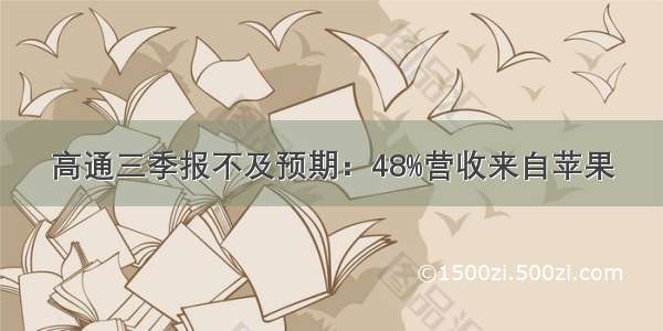 高通三季报不及预期：48%营收来自苹果