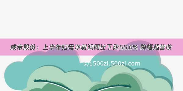 威帝股份：上半年归母净利润同比下降60.6% 降幅超营收