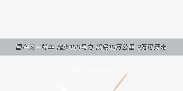 国产又一好车 起步160马力 质保10万公里 9万可开走