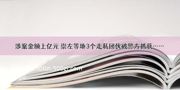 涉案金额上亿元 崇左等地3个走私团伙被警方抓获……