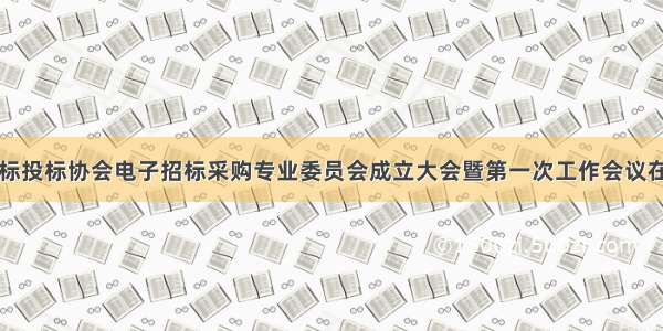 中国招标投标协会电子招标采购专业委员会成立大会暨第一次工作会议在京召开