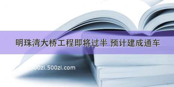 明珠湾大桥工程即将过半 预计建成通车