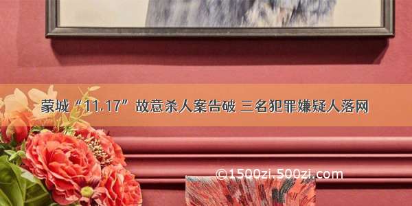 蒙城“11.17”故意杀人案告破 三名犯罪嫌疑人落网