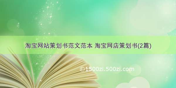 淘宝网站策划书范文范本 淘宝网店策划书(2篇)