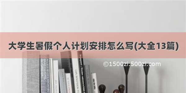 大学生暑假个人计划安排怎么写(大全13篇)