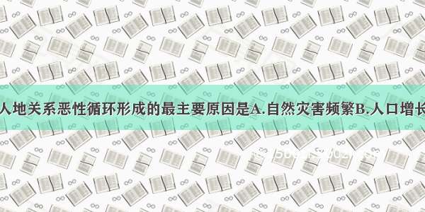 黄土高原人地关系恶性循环形成的最主要原因是A.自然灾害频繁B.人口增长C.毁林开