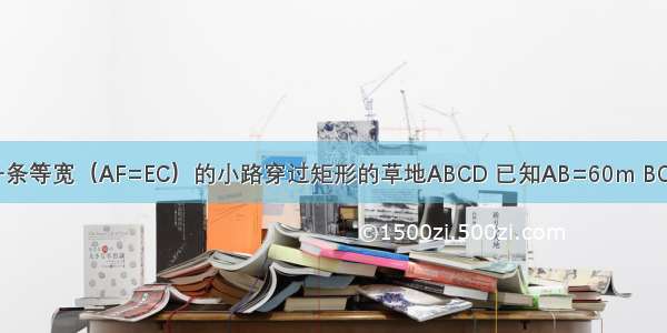 如图所示 有一条等宽（AF=EC）的小路穿过矩形的草地ABCD 已知AB=60m BC=84m AE=10