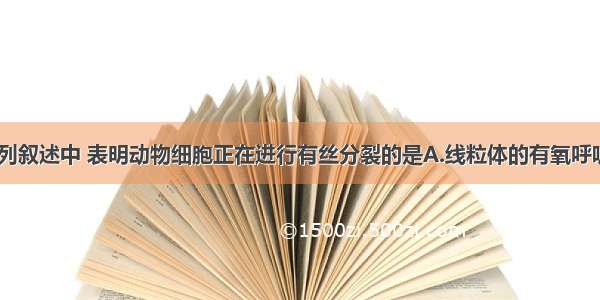 单选题下列叙述中 表明动物细胞正在进行有丝分裂的是A.线粒体的有氧呼吸在加强B