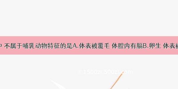 下列叙述中 不属于哺乳动物特征的是A.体表被覆毛 体腔内有膈B.卵生 体表被覆鳞片或