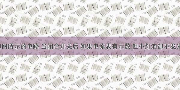 单选题如图所示的电路 当闭合开关后 如果电流表有示数 但小灯泡却不发光．下列产