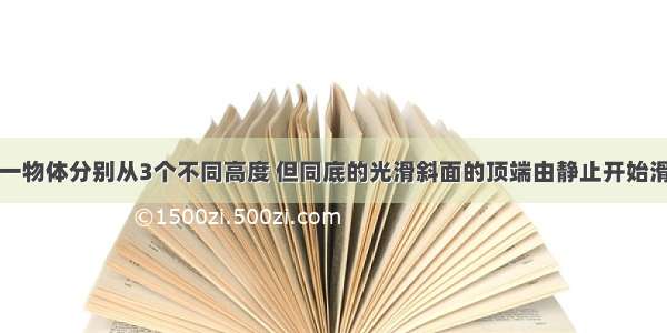 如图所示 一物体分别从3个不同高度 但同底的光滑斜面的顶端由静止开始滑下 斜面与