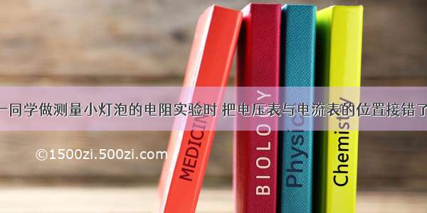 如图所示 一同学做测量小灯泡的电阻实验时 把电压表与电流表的位置接错了．闭合开关