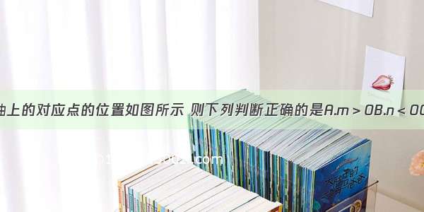 已知实数m n在数轴上的对应点的位置如图所示 则下列判断正确的是A.m＞0B.n＜0C.mn＜0D.m-n＞0