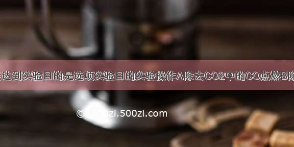 下列实验操作能达到实验目的是选项实验目的实验操作A除去CO2中的CO点燃B除去CaO中的Ca