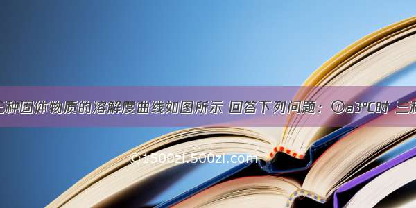 甲 乙 丙三种固体物质的溶解度曲线如图所示 回答下列问题：①a3℃时 三种物质的溶