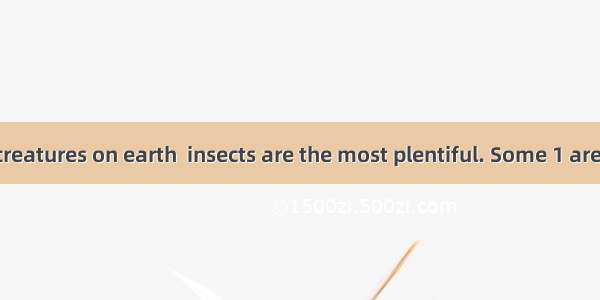 Of all living creatures on earth  insects are the most plentiful. Some 1 are very useful t