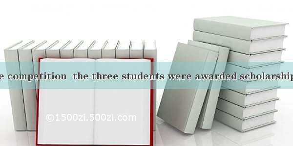 30. in a science competition  the three students were awarded scholarships totaling $ 21