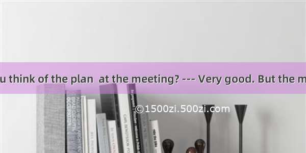 --- What do you think of the plan  at the meeting? --- Very good. But the most important i