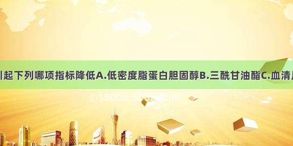 长期吸烟会引起下列哪项指标降低A.低密度脂蛋白胆固醇B.三酰甘油酯C.血清尿素氮D.血肌