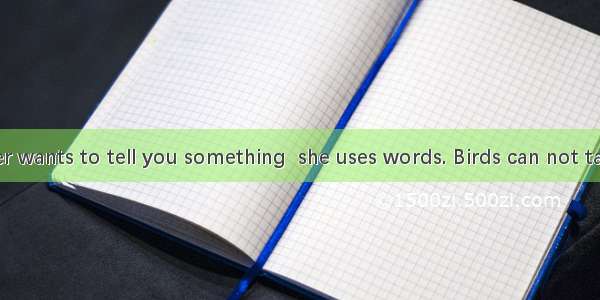 If your mother wants to tell you something  she uses words. Birds can not talk as we do. B