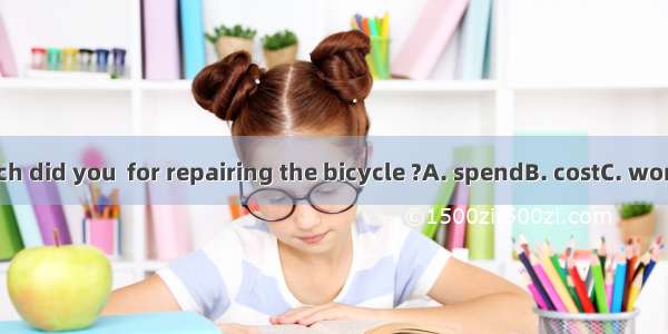 How much did you  for repairing the bicycle ?A. spendB. costC. worthD. pay