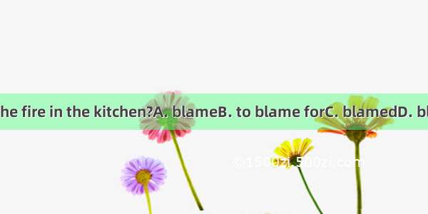 Who is the fire in the kitchen?A. blameB. to blame forC. blamedD. blame for