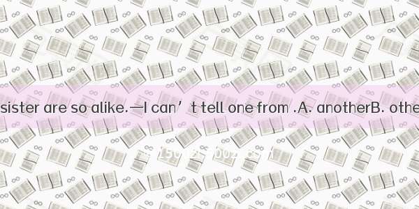 —Kathy and her sister are so alike.—I can’t tell one from .A. anotherB. otherC. the otherD