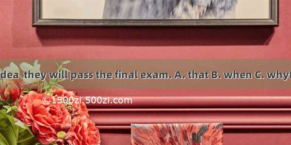 I have no idea  they will pass the final exam. A. that B. when C. whyD. whether