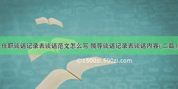 任职谈话记录表谈话范文怎么写 领导谈话记录表谈话内容(二篇)