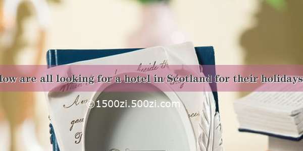 The people below are all looking for a hotel in Scotland for their holidays. After the des