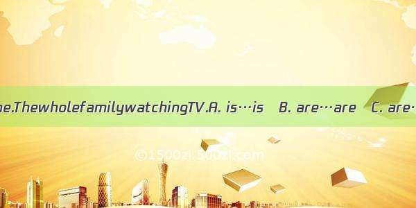Hisfamilyalargeone.ThewholefamilywatchingTV.A. is…is　B. are…are　C. are…is　D. is…are