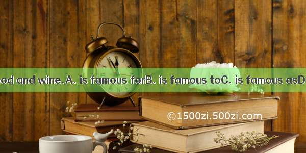 France  for its food and wine.A. is famous forB. is famous toC. is famous asD. is famous w
