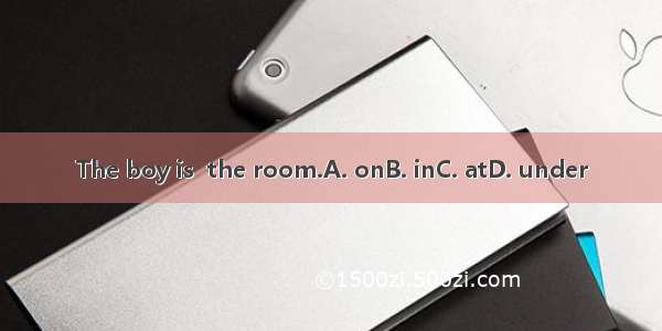 The boy is  the room.A. onB. inC. atD. under