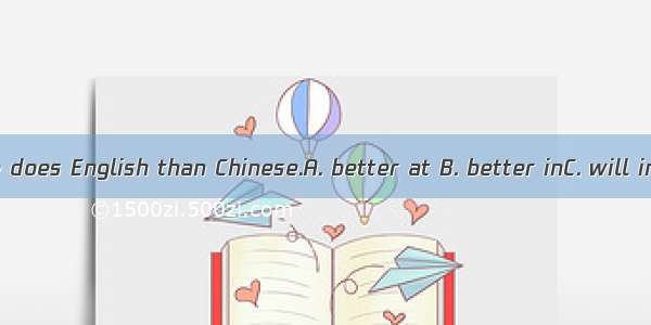 He does English than Chinese.A. better at B. better inC. will in