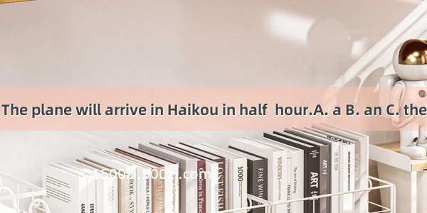 The plane will arrive in Haikou in half  hour.A. a B. an C. the