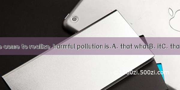 Now people have come to realize  harmful pollution is.A. that whatB. itC. that howD. how