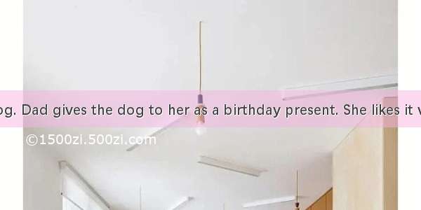 Lucy has a dog. Dad gives the dog to her as a birthday present. She likes it very much. Th