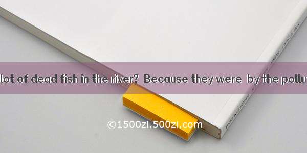 －Why are there a lot of dead fish in the river?－Because they were  by the polluted water.A